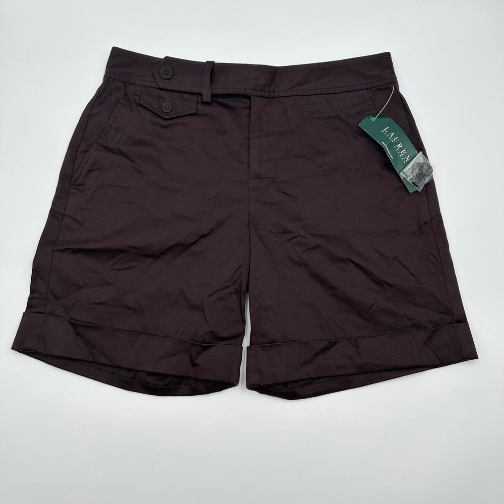 Lauren by Ralph Lauren Brown Seafarer Cuffed Shorts NWT‎ Womens Size 2